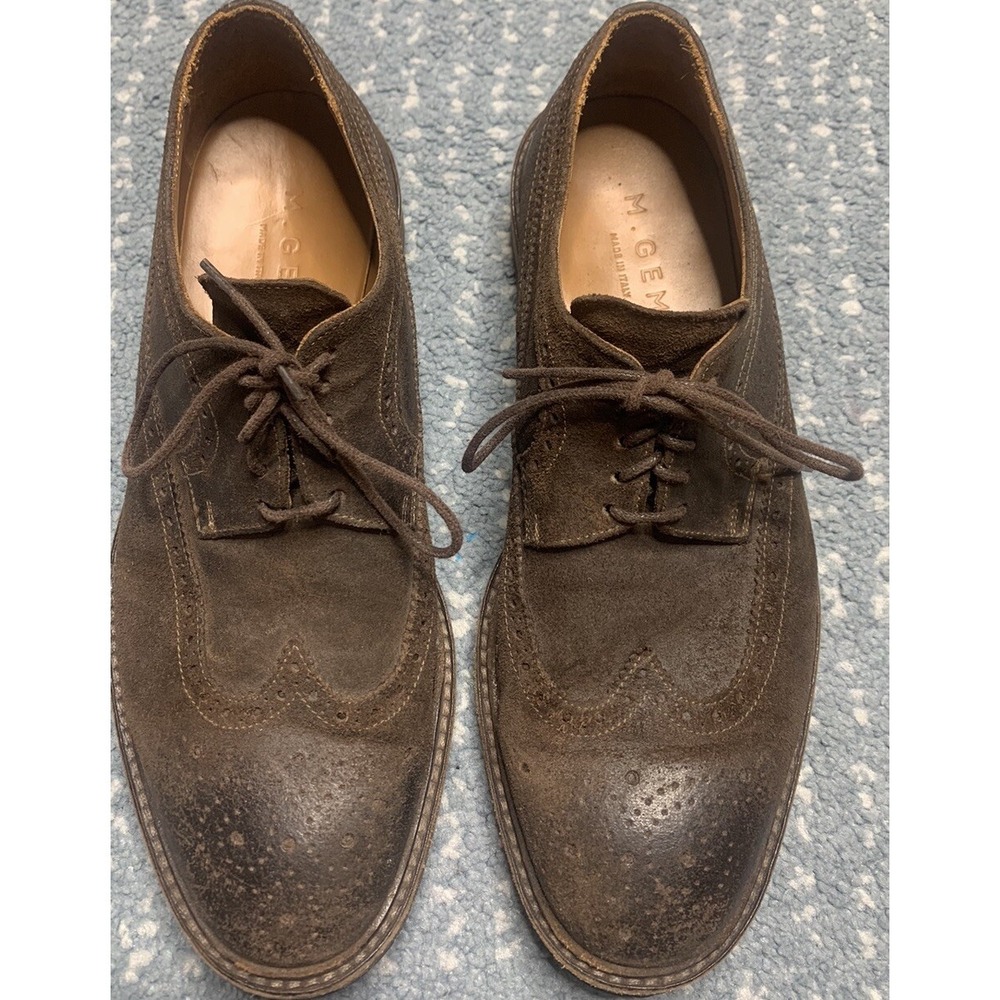M. Gemi Shoes Mens 941 US 10 Wingtip Derby Leather Made in Italy Shoe Brown